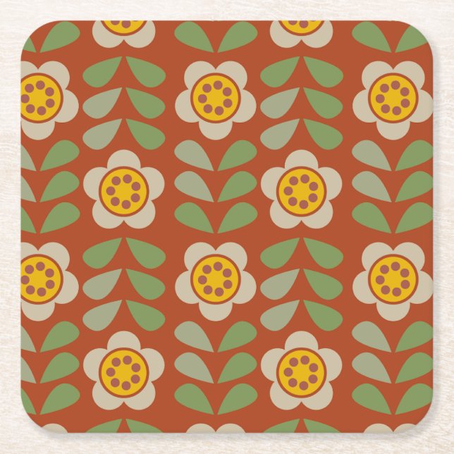 GLEAM GLADE - Modernt blomstertema pappersunderläg Underlägg Papper Kvadrat (Framsidan)