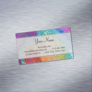 Gleaming Rainbow Glitter Swirl Magnetiska Visitkort
