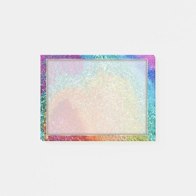 Gleaming Rainbow Glitter Swirl Post-it Block (Framsida)