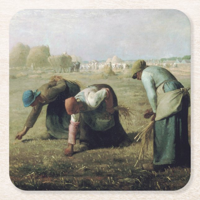 Gleaners, Jean-Francois Millet, 1857 Underlägg Papper Kvadrat (Framsidan)