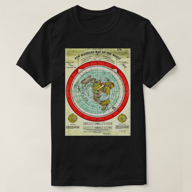 Gleason 1892 Flat Earth Karta Research Flat Earth T Shirt (Design framsida)