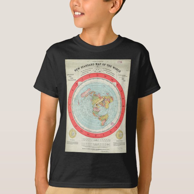 Gleason's New Standard Map Of The World - Flat Ear T Shirt (Framsida)