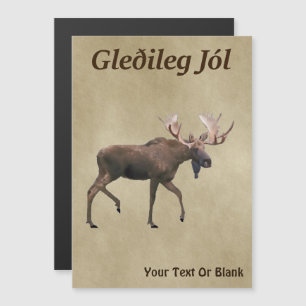 Gleðileg Jól - Älgstubb på gammalt papper