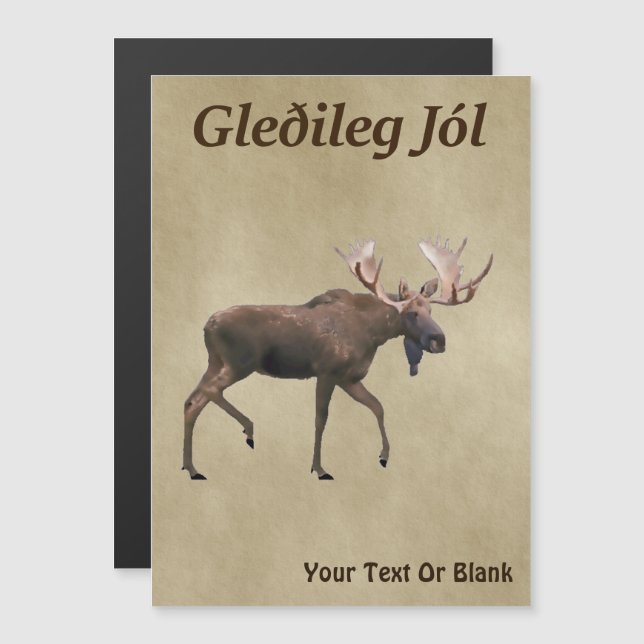 Gleðileg Jól - Älgstubb på gammalt papper (Fram/baksida)