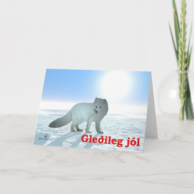 Gleðileg Jól - Arktiskt räv Helgkort (Framsida)