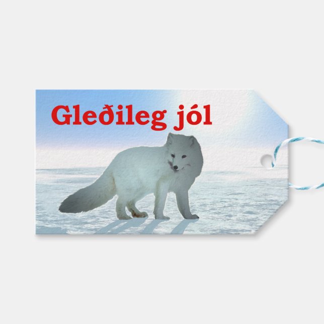 Gleðileg Jól - Arktiskt räv Presentetikett (Framsidan (Horisontell))