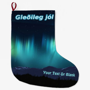 Gleðileg jól - Aurora Borealis Stor Julstrumpa