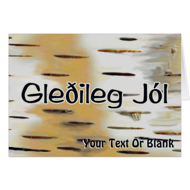 Gleðileg Jól - Birchbark Hälsningskort (Framsidan Horizontal)