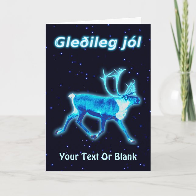 Gleðileg Jól - Blue Västindiou (renar) Helgkort (Framsida)