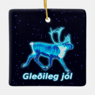 Gleðileg Jól - Blue Västindiou (renar) Julgransprydnad Keramik