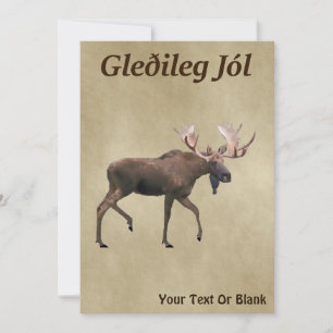 Gleðileg Jól - Bull Moose på gammal Papper