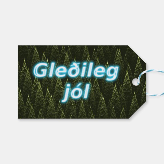 Gleðileg Jól - Conifers Presentetikett (Framsidan (Horisontell))