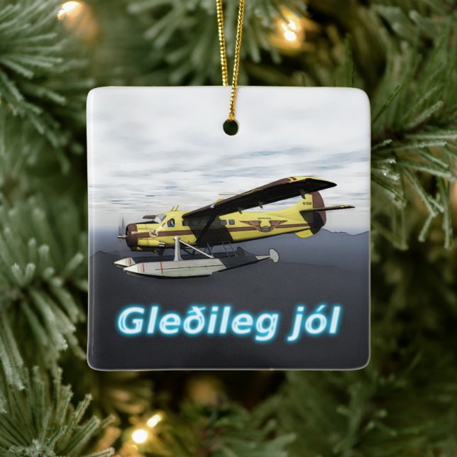 Gleðileg jól - de Havilland DH3-C Otter Julgransprydnad Keramik (Träd)