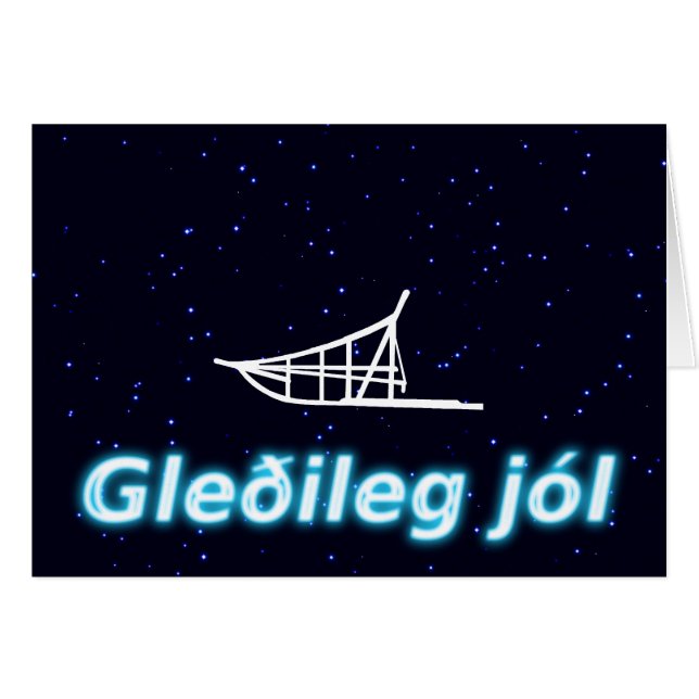 Gleðileg jól - Dogsled Hälsningskort (Framsidan Horizontal)