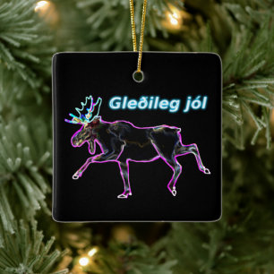 Gleðileg jól - Electric Moose Julgransprydnad Keramik