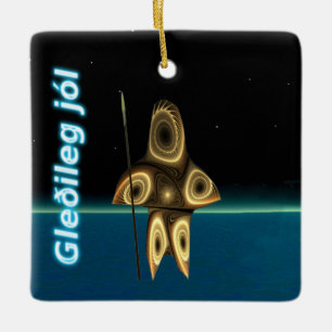 Gleðileg jól - Fractal Inuit Hunter Julgransprydnad Keramik