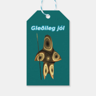 Gleðileg jól - Fractal Inuit Hunter Presentetikett