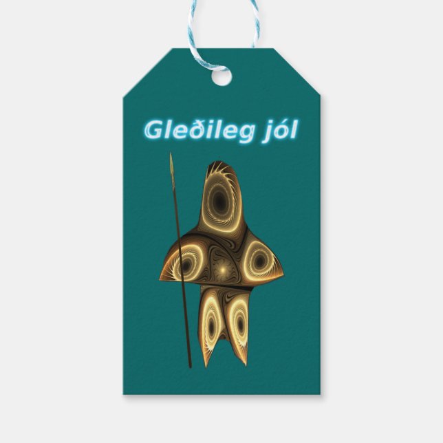Gleðileg jól - Fractal Inuit Hunter Presentetikett (Framsidan)