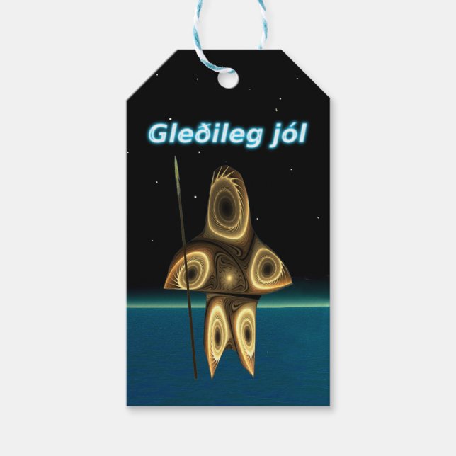 Gleðileg jól - Fractal Inuit Hunter Presentetikett (Framsidan)