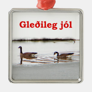 Gleðileg jól - Honkers - Kanada Geese Julgransprydnad Metall