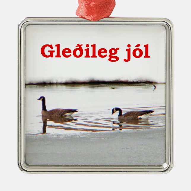 Gleðileg jól - Honkers - Kanada Geese Julgransprydnad Metall (Framsidan)