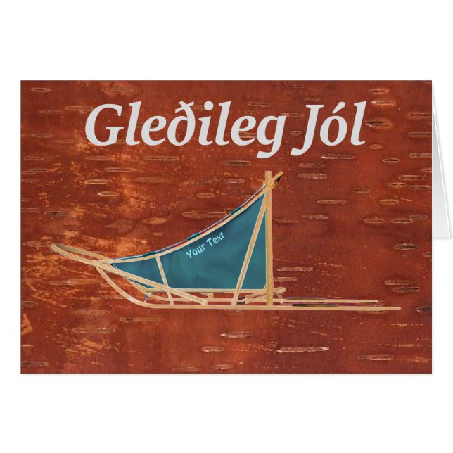Gleðileg Jól - Hund Sled Hälsningskort (Framsidan Horizontal)