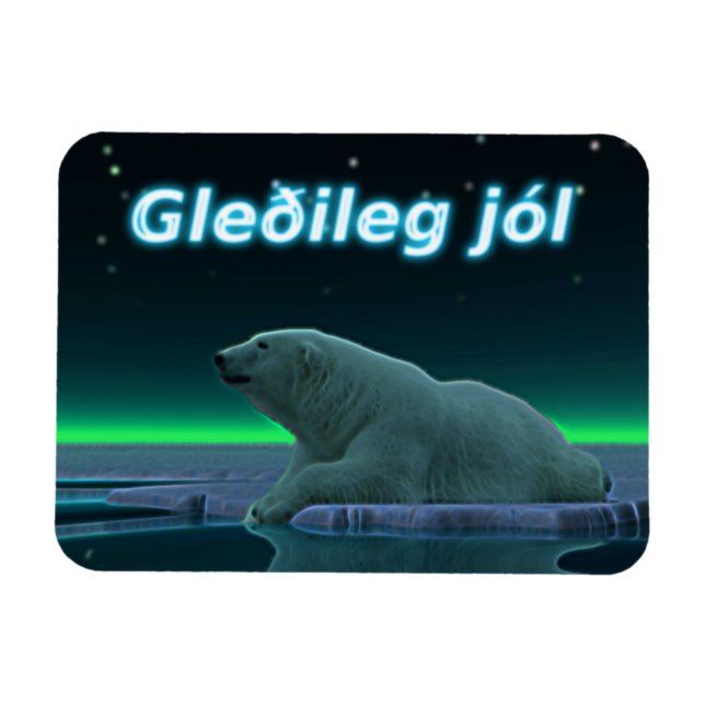 Gleðileg jól - Ice Kant Polar Bear Magnet (Horisontell)