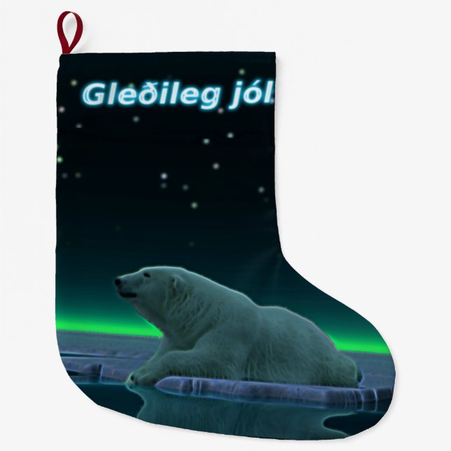 Gleðileg jól - Ice Kant Polar Bear Stor Julstrumpa (Framsidan)