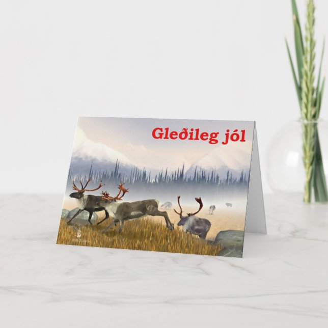 Gleðileg jól - jägare på festen helgkort (Framsida)