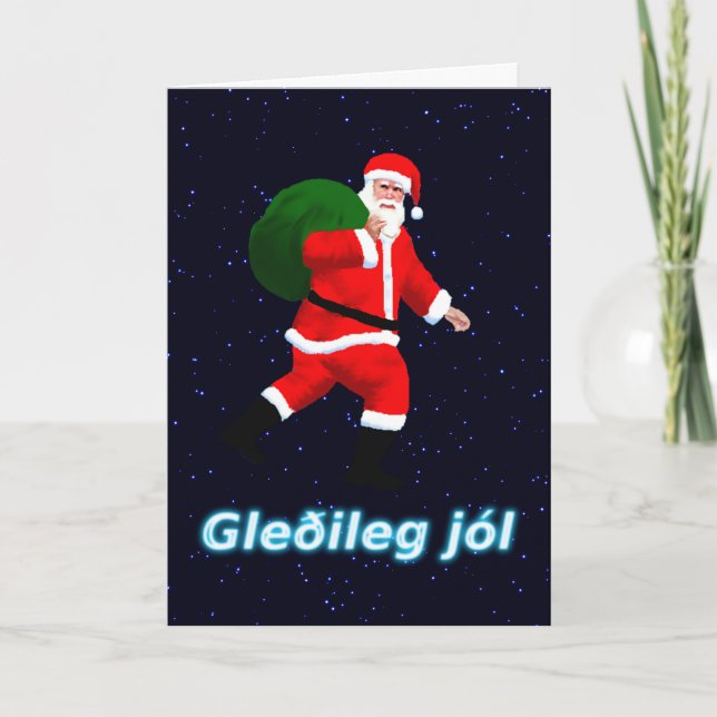 Gleðileg jól - Jultomten Helgkort (Framsida)