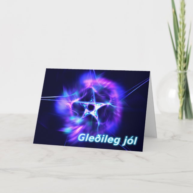 Gleðileg Jól - ljus stjärna Helgkort (Framsida)