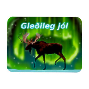 Gleðileg jól - norra Ljus Moose Magnet