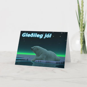 Gleðileg Jól - Polar Bear i Ice Kant Helgkort