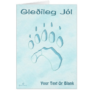 Gleðileg Jól - Polar Bear Paw-utskrift Hälsningskort