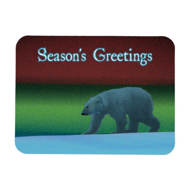 Gleðileg Jól - Polar Ljus Polar Bear Magnet (Horisontell)
