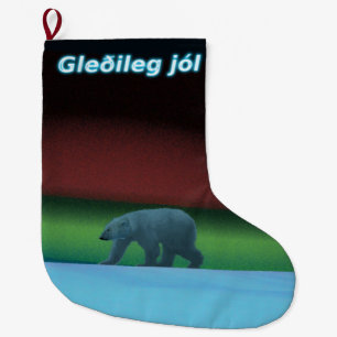 Gleðileg jól - Polar Ljus Polar Bear Stor Julstrumpa