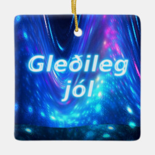 Gleðileg Jól - Qaanaaq - norra Ljus Julgransprydnad Keramik