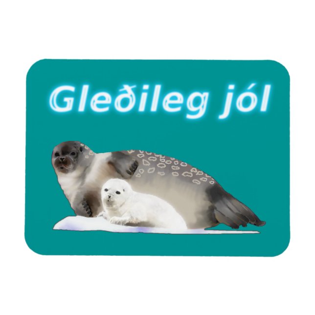 Gleðileg jól - Ringad Seal Magnet (Horisontell)