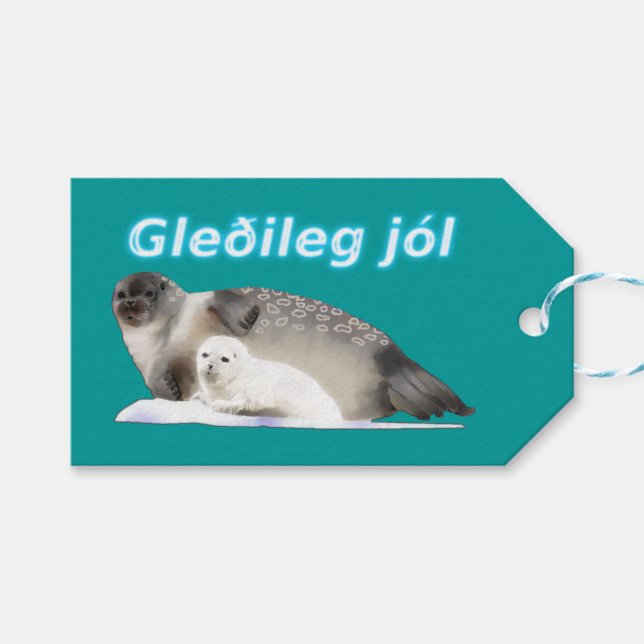 Gleðileg Jól - Ringad Seal Presentetikett (Framsidan (Horisontell))