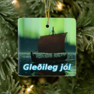 Gleðileg Jól - Viking frakt Julgransprydnad Keramik