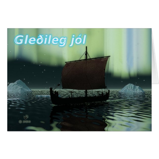 Gleðileg Jól - Viking Frakt och norra Ljus Hälsningskort (Framsidan Horizontal)