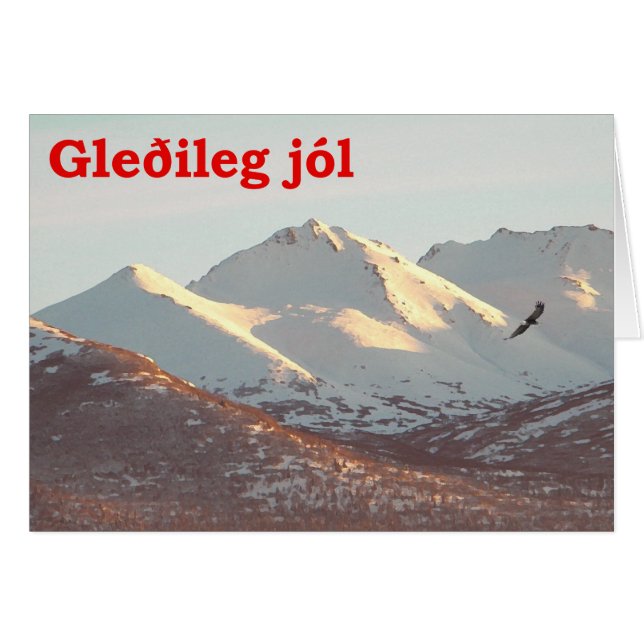 Gleðileg Jól - Winter Eagle Hälsningskort (Framsidan Horizontal)