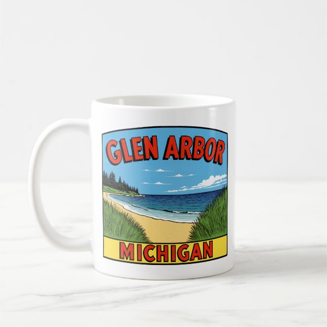 Glen Arbor Michigan Vintage Sand Dunes Kaffemugg (Vänster)