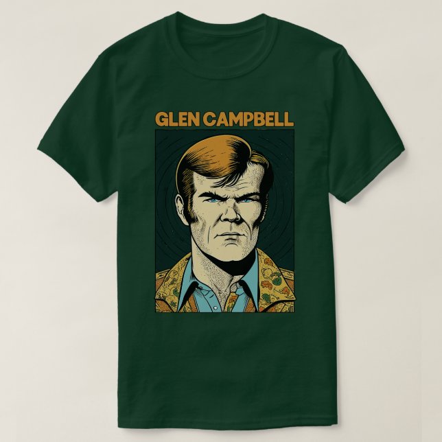 Glen Campbell Retro Stil Fläkt Design T Shirt (Design framsida)