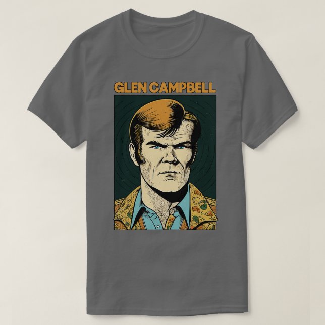 Glen Campbell Retro Stil Fläkt Design T Shirt (Design framsida)