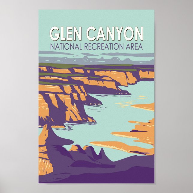 Glen Canyon Sjö Powell Travel Art Vintage Poster (Framsidan)