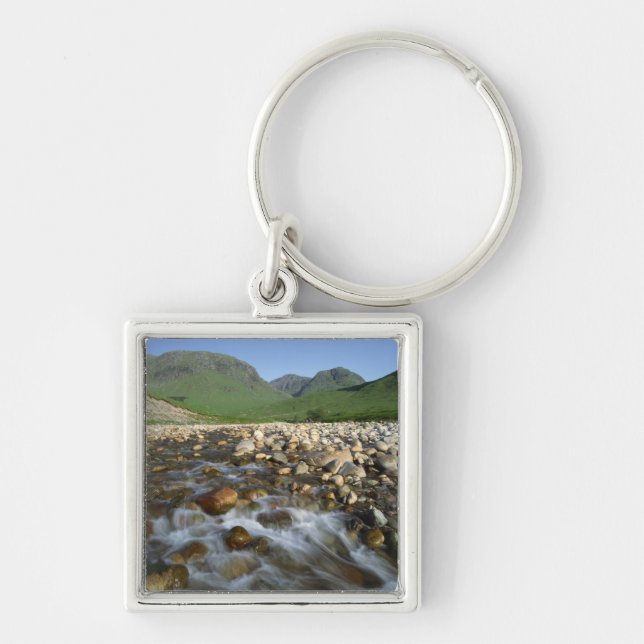 Glen Etive, högländerna, Skottland 2 Fyrkantig Silverfärgad Nyckelring (Framsidan)