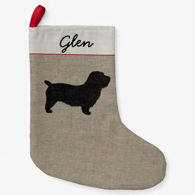 Glen of Imaal Terrier Hund Silhouette Personlig Liten Julstrumpa (Framsidan)