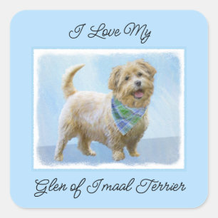 Glen of Imaal Terrier Painting - Original Hund Art Fyrkantigt Klistermärke