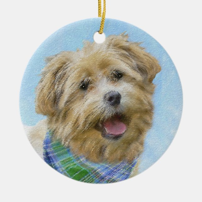 Glen of Imaal Terrier Painting - Original Hund Art Julgransprydnad Keramik (Framsidan)